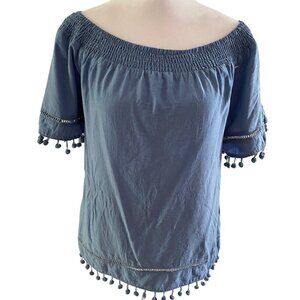 ee:some blue top with pom fringe size M